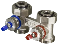 Узел прямой для нижнего подключения радиатора TIM c комплектом адаптеров вентильный 1/2" x 3/4"