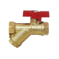 Кран шаровой латунный БАЗ 11Б27п1 DN20 PN25 с фильтром муфта-муфта бабочка