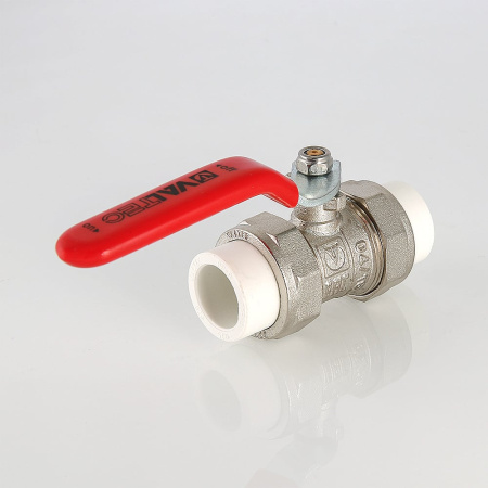 Кран шаровой Valtec латунный с двумя переходами на полипропиленовую трубу 20 мм