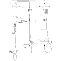 Смеситель Lemark Ursus LM7272BL для ванны и душа термостатический с регулируемой высотой штанги и лейкой верхнего душа «Тропический дождь»