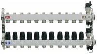 Коллекторная группа TIM с настроечными и термостатическими клапанами дренажными кранами и авто-воздухоотводчиками 1" нерж 11 вых