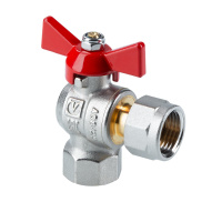 Кран шаровой Valtec угловой с накидной гайкой и внутренней резьбой 3/4" х 3/4"