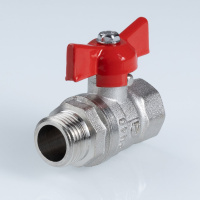 Шаровой кран Valtec Стандарт никелированный (ГОСТ) c ручкой-бабочкой и внутренней–наружной резьбой 3/4"