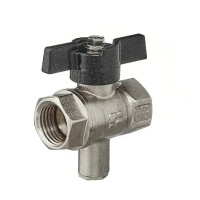 Кран шаровой латунный БАЗ 11Б27п1 DN15 PN40 под термодатчик М10 никелированный муфта-муфта бабочка