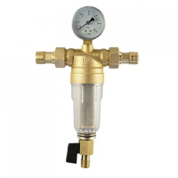 Фильтр промывной Tim 1/2" с манометром стеклянный