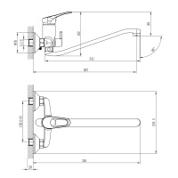 Смеситель Rossinka B35-34 для ванны универсальный с S-образным изливом