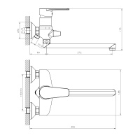 Смеситель Decoroom DR72043 одноручный для ванны универсальный с поворотным изливом 300 мм