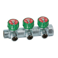 Коллектор регулирующий FAR 3/4" (ВР-НР) с 3 отв. 1/2"EU с вставкой под плоское уплотнение