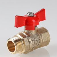 Кран шаровой Valtec Стандарт без покрытия с ручкой-бабочкой и внутренней–наружной резьбой 1/2"