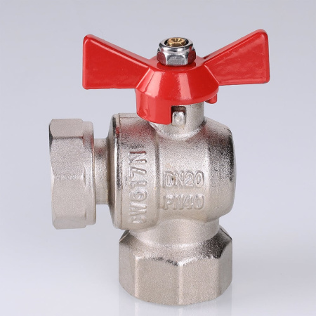 Кран шаровой Valtec угловой с накидной гайкой и внутренней резьбой короткий 1/2" х 1/2"