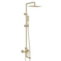 Смеситель Lemark Ursus LM7262BG для ванны и душа с регулируемой высотой штанги и верхней душевой лейкой Тропический дождь