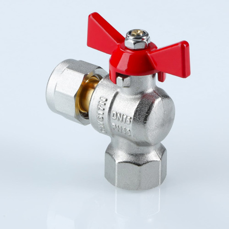 Кран шаровой Valtec угловой с накидной гайкой и внутренней резьбой 1" х 1"