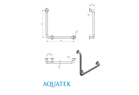 Поручень настенный г-образный Aquatek 60 см правый
