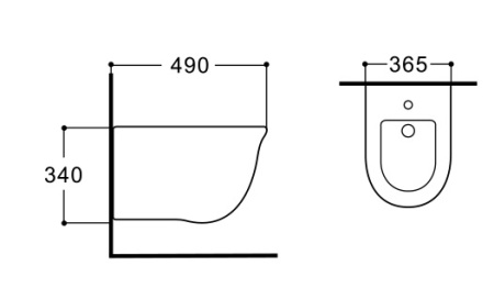 Биде подвесное Aquatek КЛАССИК 365*340 мм 49 см