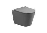 Унитаз подвесной безободковый Aquatek ВЕГА 525*360*320 с сиденьем Soft Close серый матовый