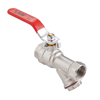 Кран шаровой MVI из латуни прямой с фильтром грубой очистки (вн-вн, рычажная рукоятка) 3/4"