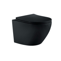 Унитаз подвесной безободковый Aquatek ЕВРОПА 525*360*320 с сиденьем Soft Close черный матовый