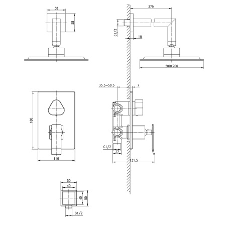 Смеситель Lemark Contest LM5829CW для душа встраиваемый