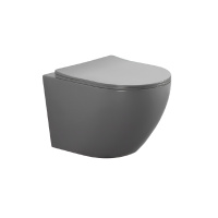 Унитаз подвесной безободковый Aquatek ЕВРОПА 525*360*320 с сиденьем Soft Close серый матовый