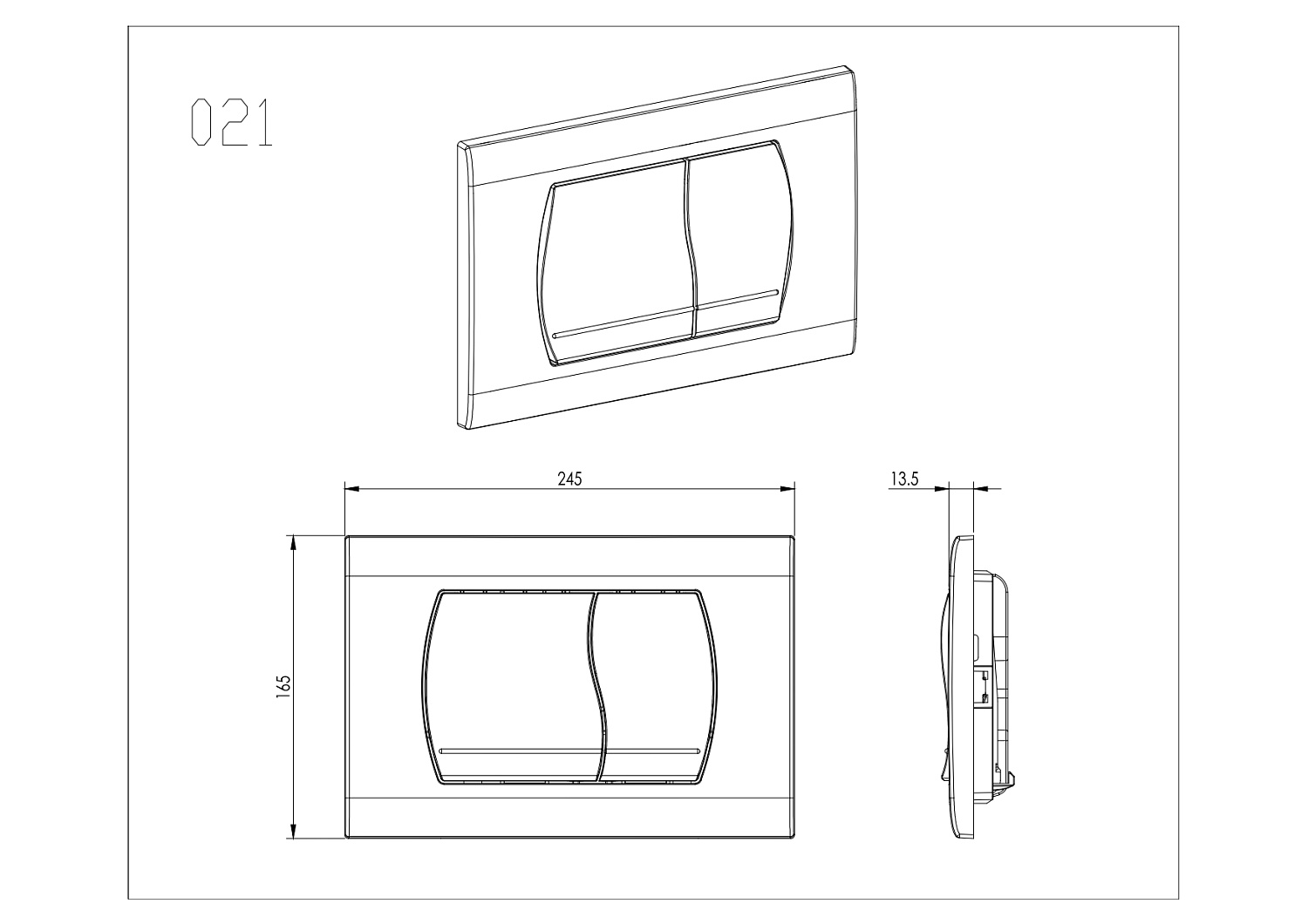 Панель смыва для инсталляции Aquatek клавиши прямоугольные белый