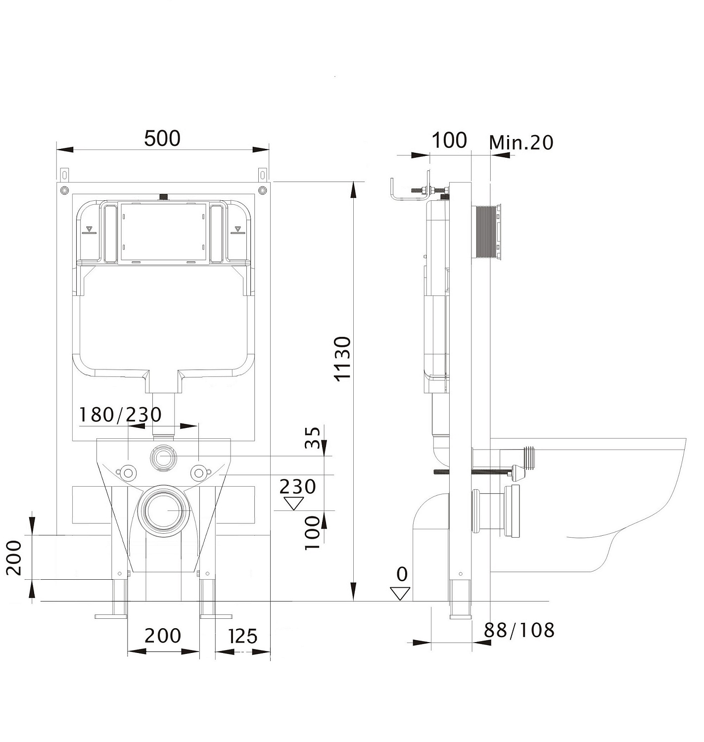 Инсталляция Aquatek INS-0000020 с возможностью угловой установки