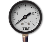 Манометр радиального подключения Tim 1/4" с верхним подключением 16 бар
