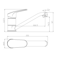 Смеситель Rossinka RS45-22 для раковины с поворотным изливом