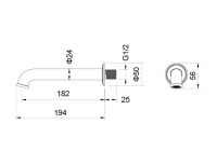 Излив для ванны 182 мм Aquatek золото