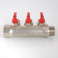 Коллектор Valtec с отсекающими кранами 3/4" х 1/2" 3 вых