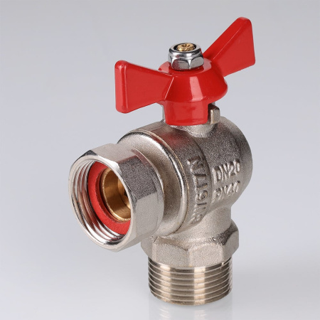 Кран шаровой Valtec угловой с накидной гайкой и наружной резьбой короткий 1/2" х 1/2"