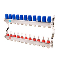 Коллектор MVI из нержавеющей стали в сборе с расходомерами 1" x 3/4" ЕК PN10 11 вых.