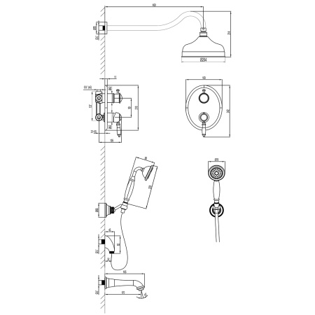 Смеситель Lemark Villa LM4822C для ванны и душа встраиваемый