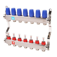 Коллектор MVI из нержавеющей стали в сборе с расходомерами 1" x 3/4" ЕК PN10 7 вых.