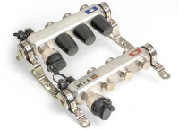 Коллекторная группа TIM с настроечными и термостатическими клапанами дренажными кранами и авто-воздухоотводчиками 1" нерж 3 вых