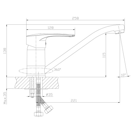 Смеситель Rossinka T40-21 для кухни