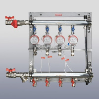 Узел этажный Valtec для поквартирного учета тепловой энергии с перепускным клапаном 1" ввод слева 7 вых