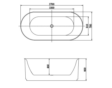 Ванна отдельностоящая Aquatek МОДЕНА 170х78х60 см