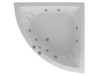 Акриловая угловая ванна Aquatek Юпитер 150х150 без фронтального экрана, без гидромассажа, вклеенный цельнометаллический сварной каркас