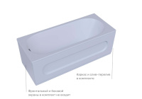 Акриловая прямоугольная ванна Aquatek Оберон 180х80 без фронтального экрана, без гидромассажа, сборно-разборный сварной каркас