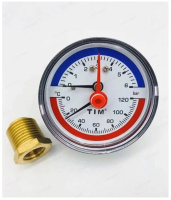 Термоманометр аксиальный Tim 63мм на 6 бар (0- 120)