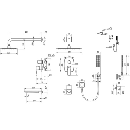 Смеситель Lemark Ursus LM7222BG для ванны и душа встраиваемый