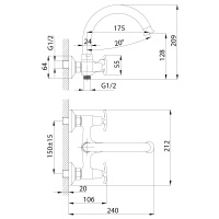 Смеситель Rossinka RS40-83 для ванны