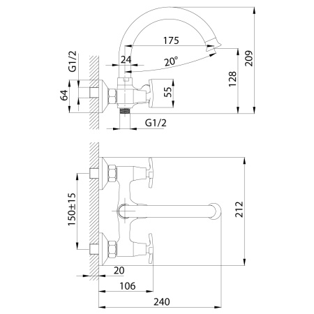 Смеситель Rossinka RS40-83 для ванны