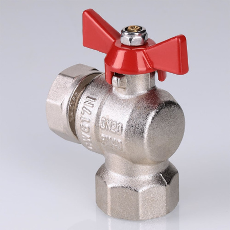 Кран шаровой Valtec угловой с накидной гайкой и внутренней резьбой короткий 1/2" х 1/2"