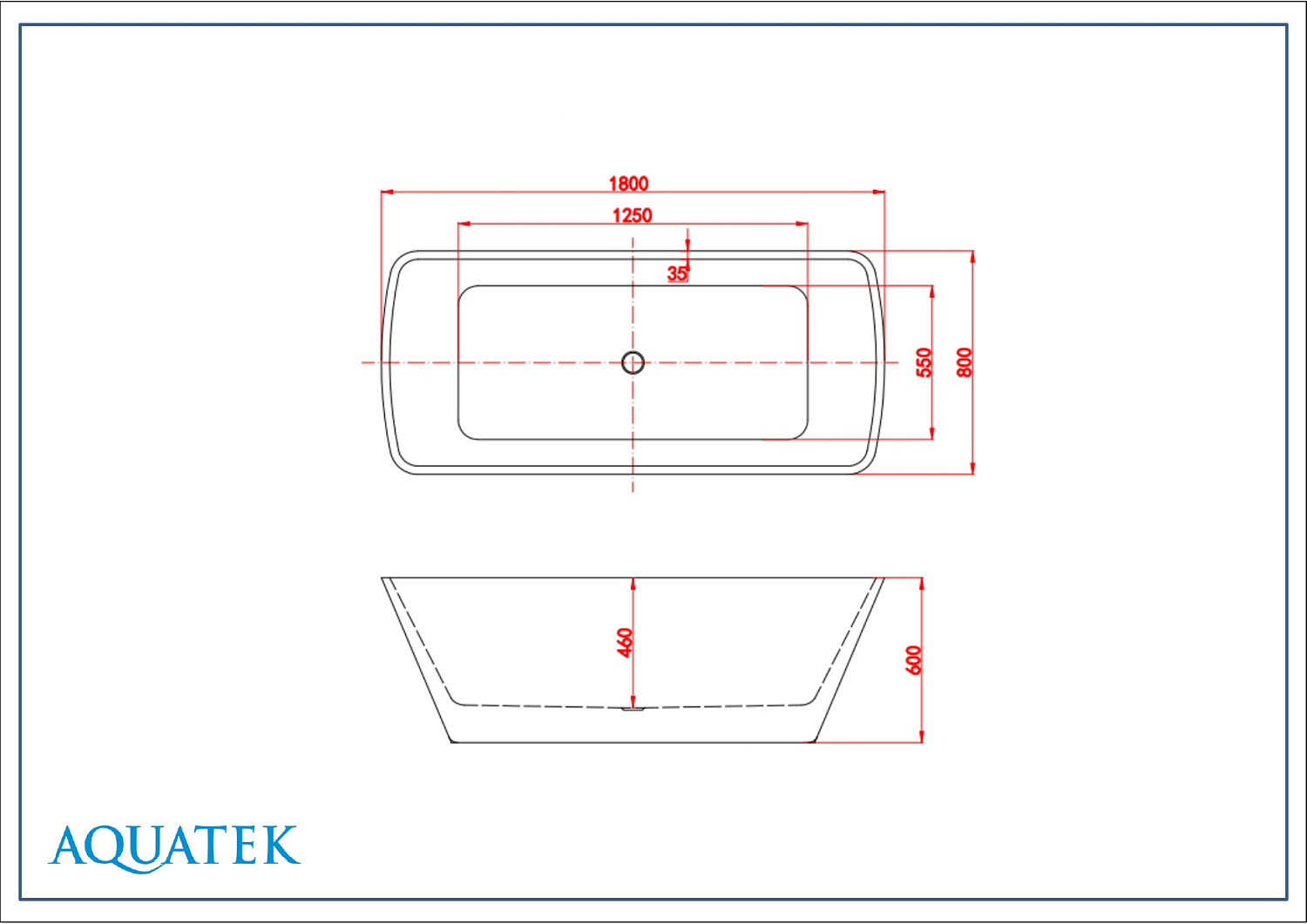Ванна отдельностоящая Aquatek Квадро 180х80
