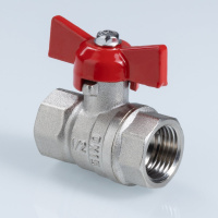 Шаровой кран Valtec Стандарт никелированный (ГОСТ) c ручкой-бабочкой и внутренней резьбой 1/2"