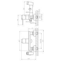 Смеситель термостатический Rossinka RS50-52 с гиеническим душем