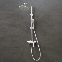 Смеситель Lemark Bronx LM3762MW для ванны и душа с регулируемой высотой штанги и верхней душевой лейкой Тропический дождь