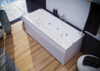 Акриловая прямоугольная ванна Aquatek Альфа 70 с фронтальным экраном, без гидромассажа, сборно-разборный сварной каркас, слив справа 170 см