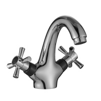 Смеситель Decoroom DR51011 двуручный для умывальника монолитный Хром/черный